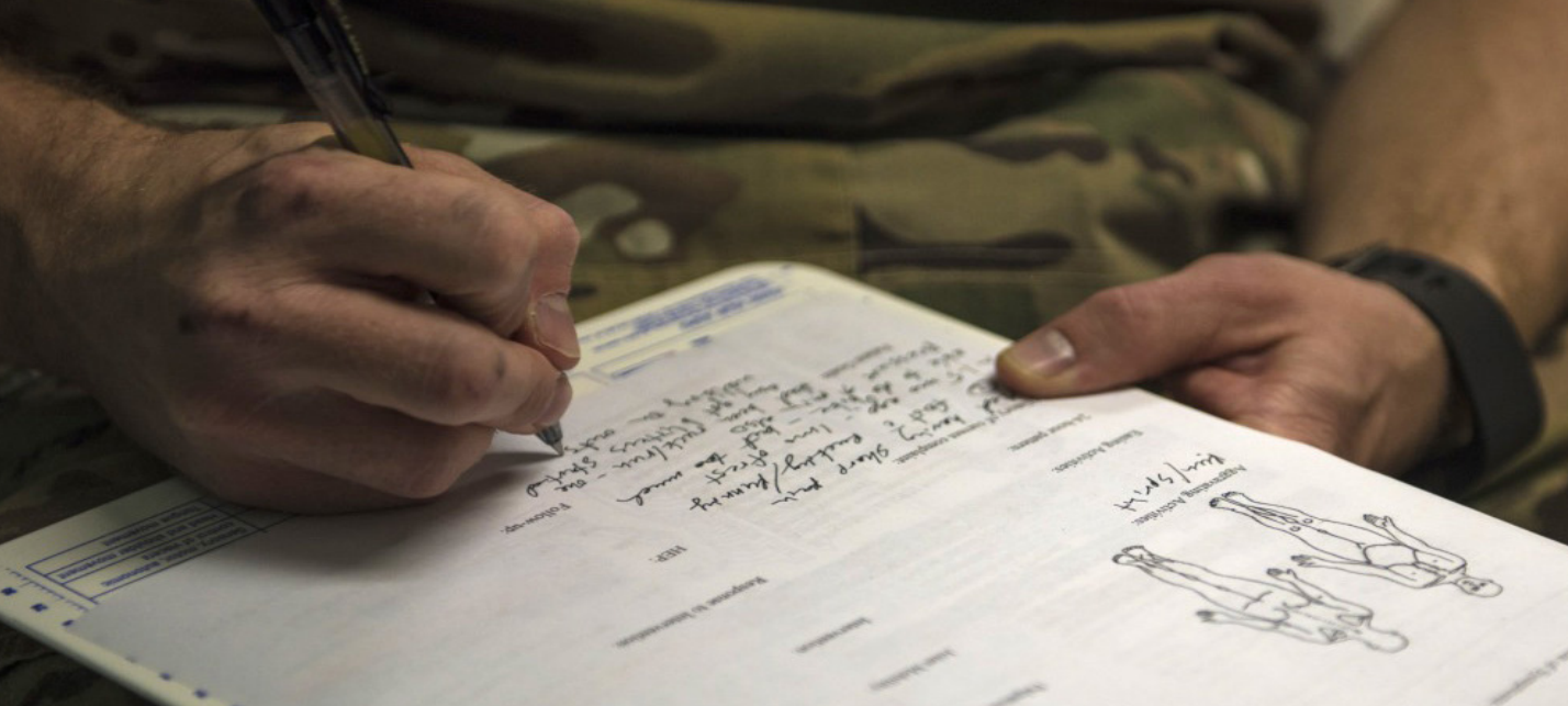 Military Doctor charting notes.